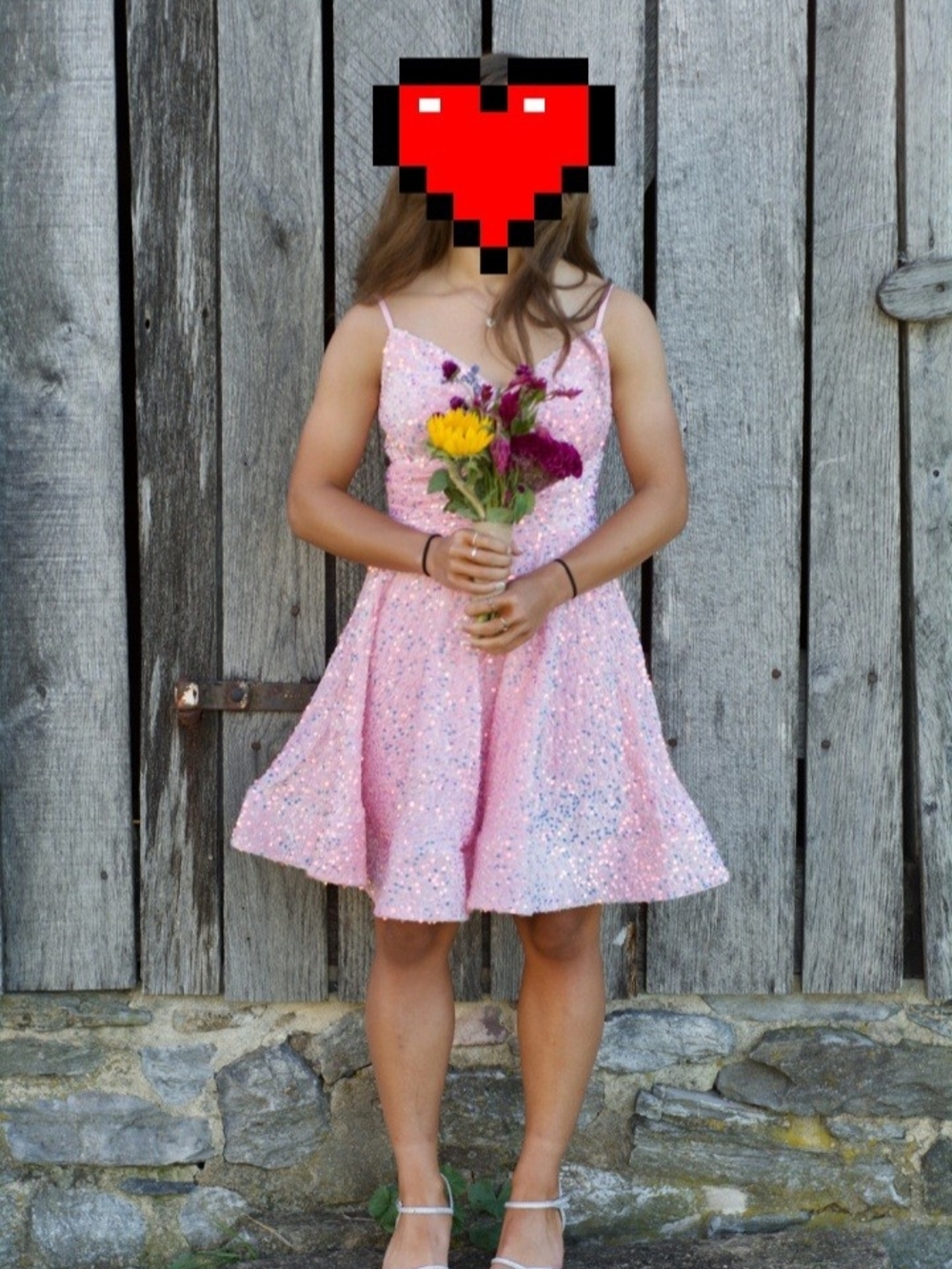 Sparkling Pink Sequin Fit-and-Flare Girls' Formal Dress